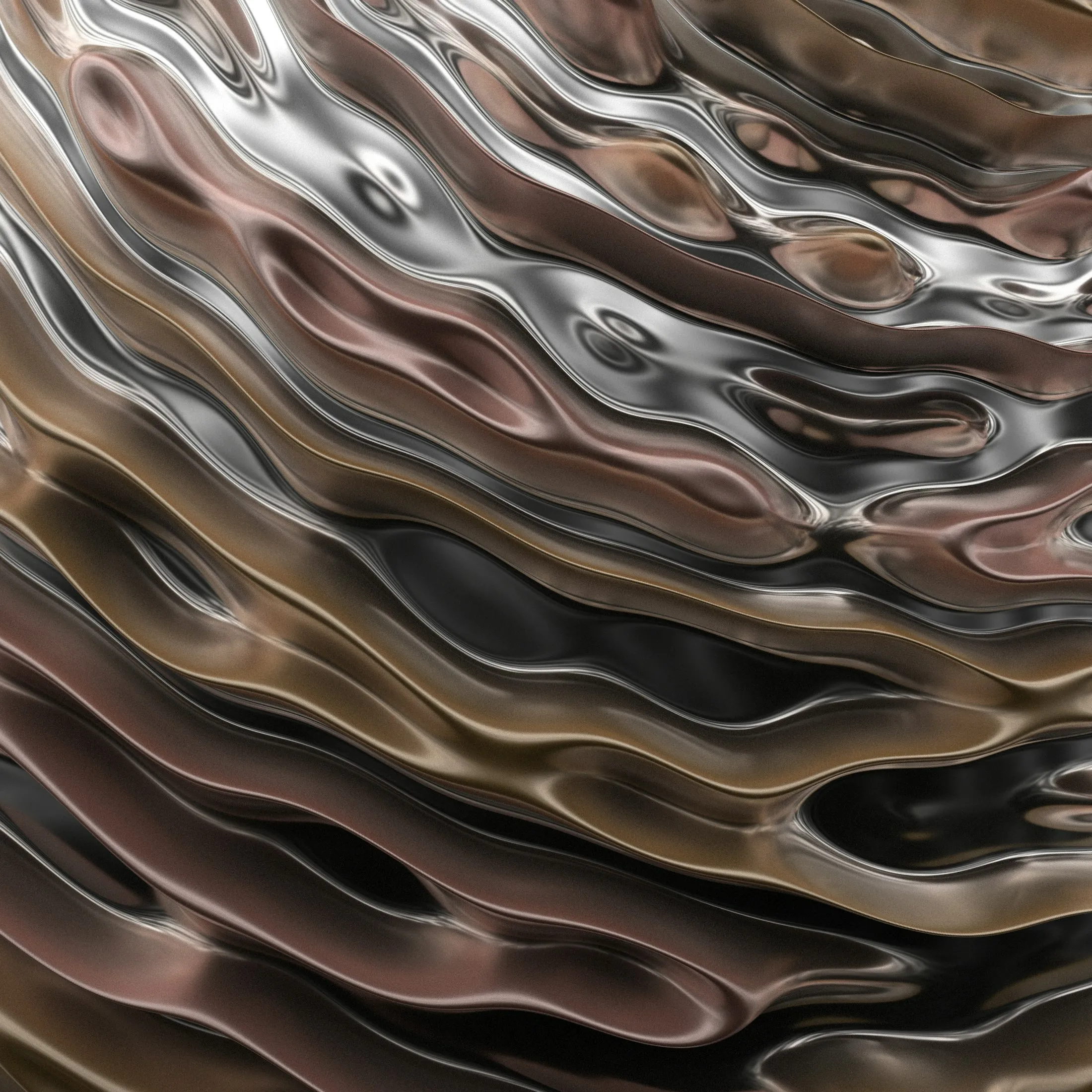 Close-up of a black and white metallic epoxy pour with marble-like veining